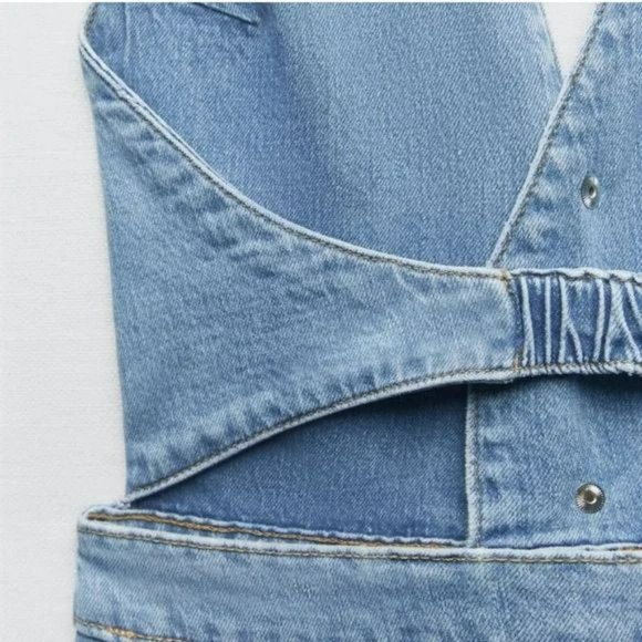 ZARA TRF DENIM HALTER NECK JUMPSUIT - Picture 5 of 9